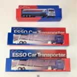 3 boxed Esso Collection vehicles – 2 car transporters & 1 road tanker