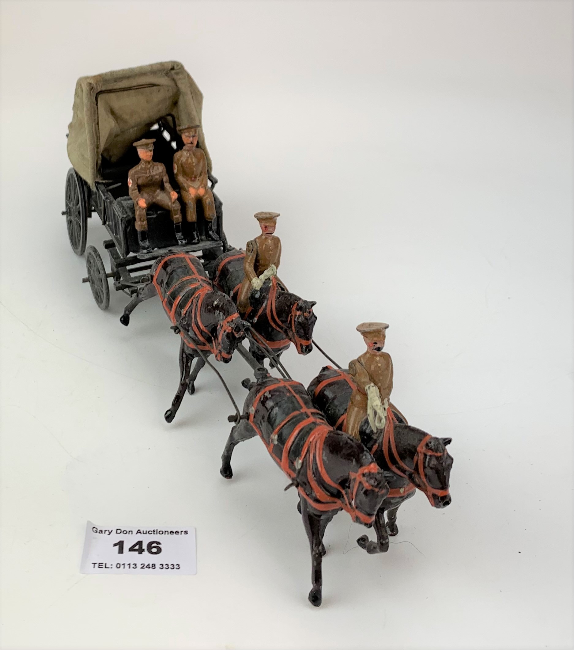 Britains covered military wagon with soldiers and horses - Image 3 of 6