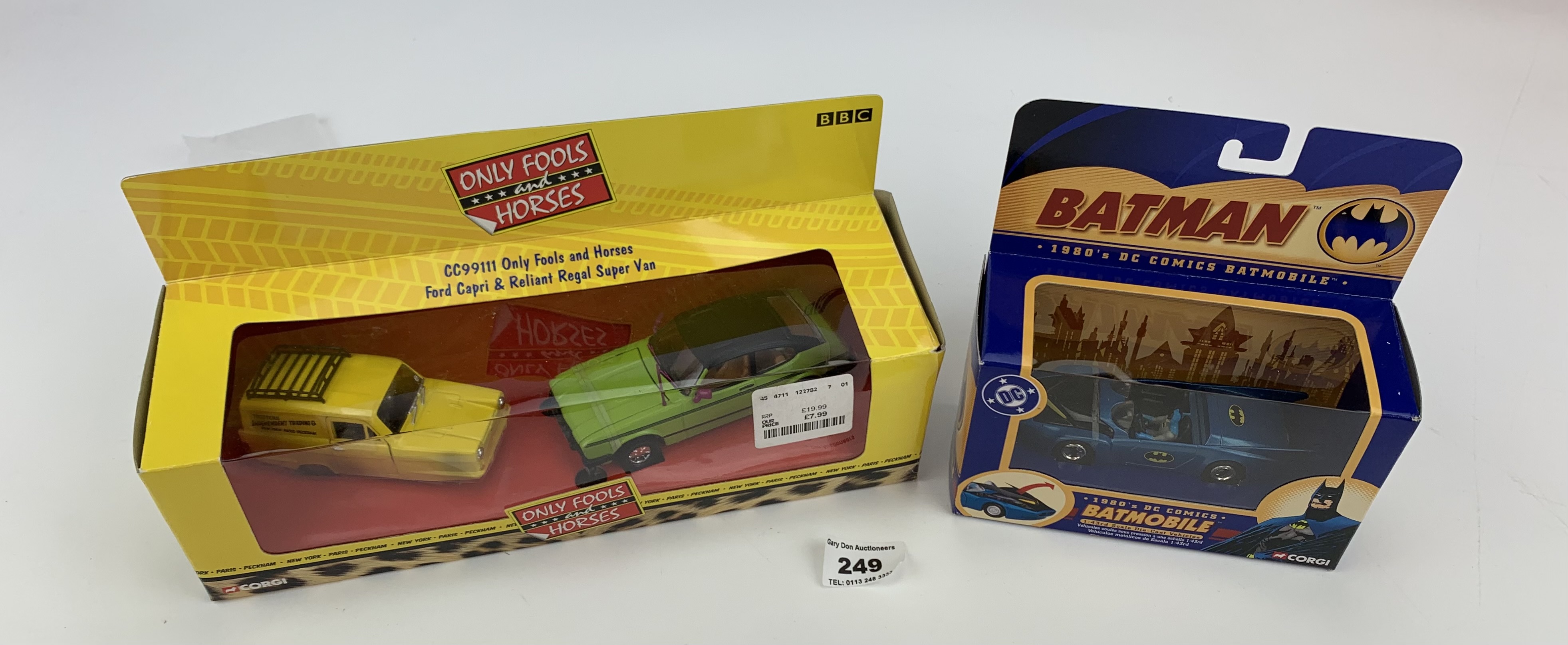 Boxed Corgi Batmobile and boxed Corgi ‘Only Fools & Horses’ Ford Capri & Reliant Regal Super Van - Image 2 of 6