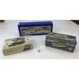 Boxed Corgi Land Rover & trailer, Corgi Thornycroft Bus Sheffield and boxed Atlas Blackpool