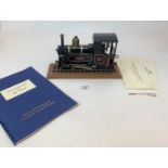 Steam train ‘Ogwen’ wood base and rail and receipt from Maxwell Hemmens Precision Steam Models