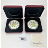 2 boxed silver/enamel trinket boxesThe St. James’s House Company, Total w: 3.6 ozt