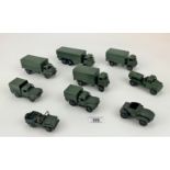 9 assorted loose Dinky military vehicles