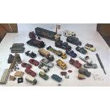 20 + assorted loose vehicles inc. Eddie Stobart, Corgi, Matchbox, wooden car and accessories