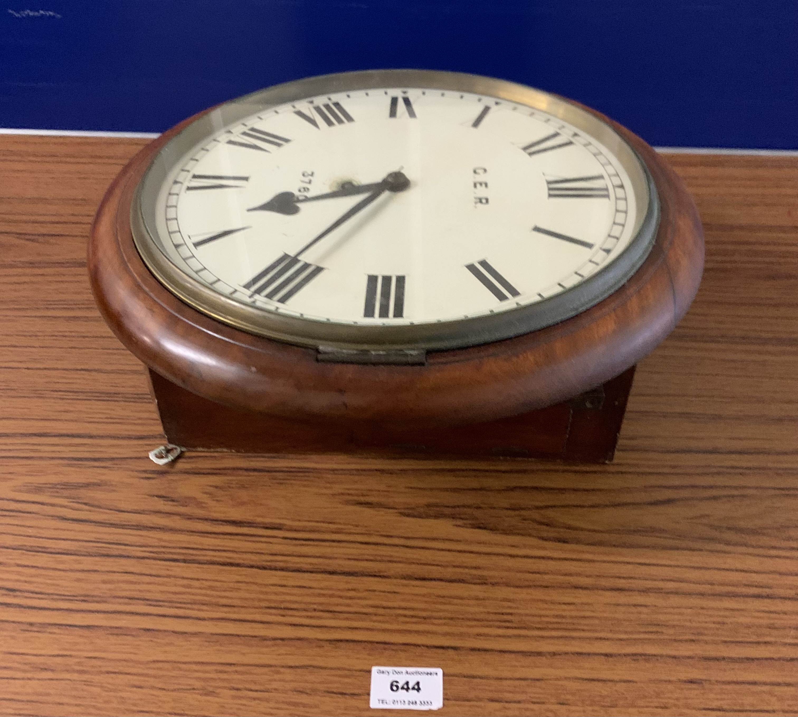 Round G.E.R. 3760 school/station clock with pendulum, 15”diameter - Image 4 of 8