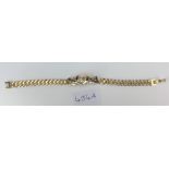 9k gold bracelet with heart motif, 7.5” long, w: 8.5 gms