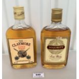 2 bottles of Scotch Whisky – The Claymore 37.5 cl, and Majority 35 cl