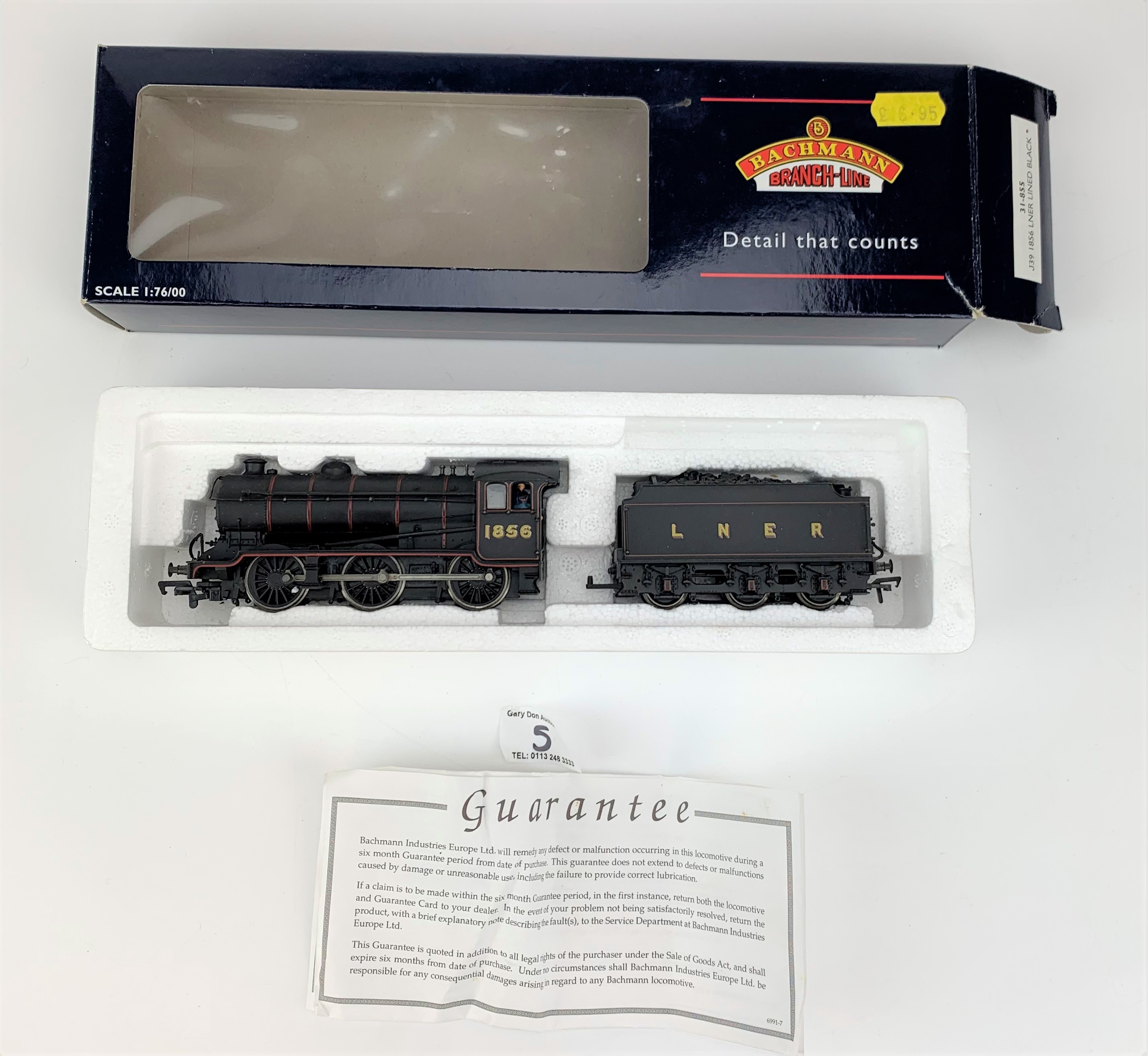 Boxed Bachmann Branch-Line engine 31-855 J39 1856 LNER lined black - Image 3 of 4