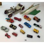 17 loose vehicles Tonka, Corgi, Matchbox, large Mamod metal steam car and ‘Northern Star’ yacht