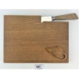 Mouseman cheese board with knife 9” x 6.5”