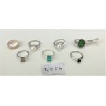 7 silver dress rings, total w: 0.8 ozt