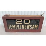 Bus or Tram sign in wooden frame ’20 Templenewsam’, 33” w x 6” d x 15”h