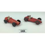 2 loose racing cars – Dinky Maserati no. 23N and Crescent Toy Co. Ferrari