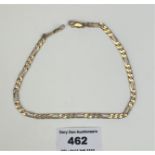 9k gold bracelet, 10” long, w: 7.1 gms