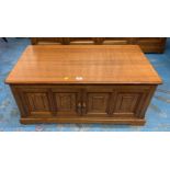 Shaw & Riley Seahorse oak television unit with opening cupboards, 36”l x 20”d x 16”h