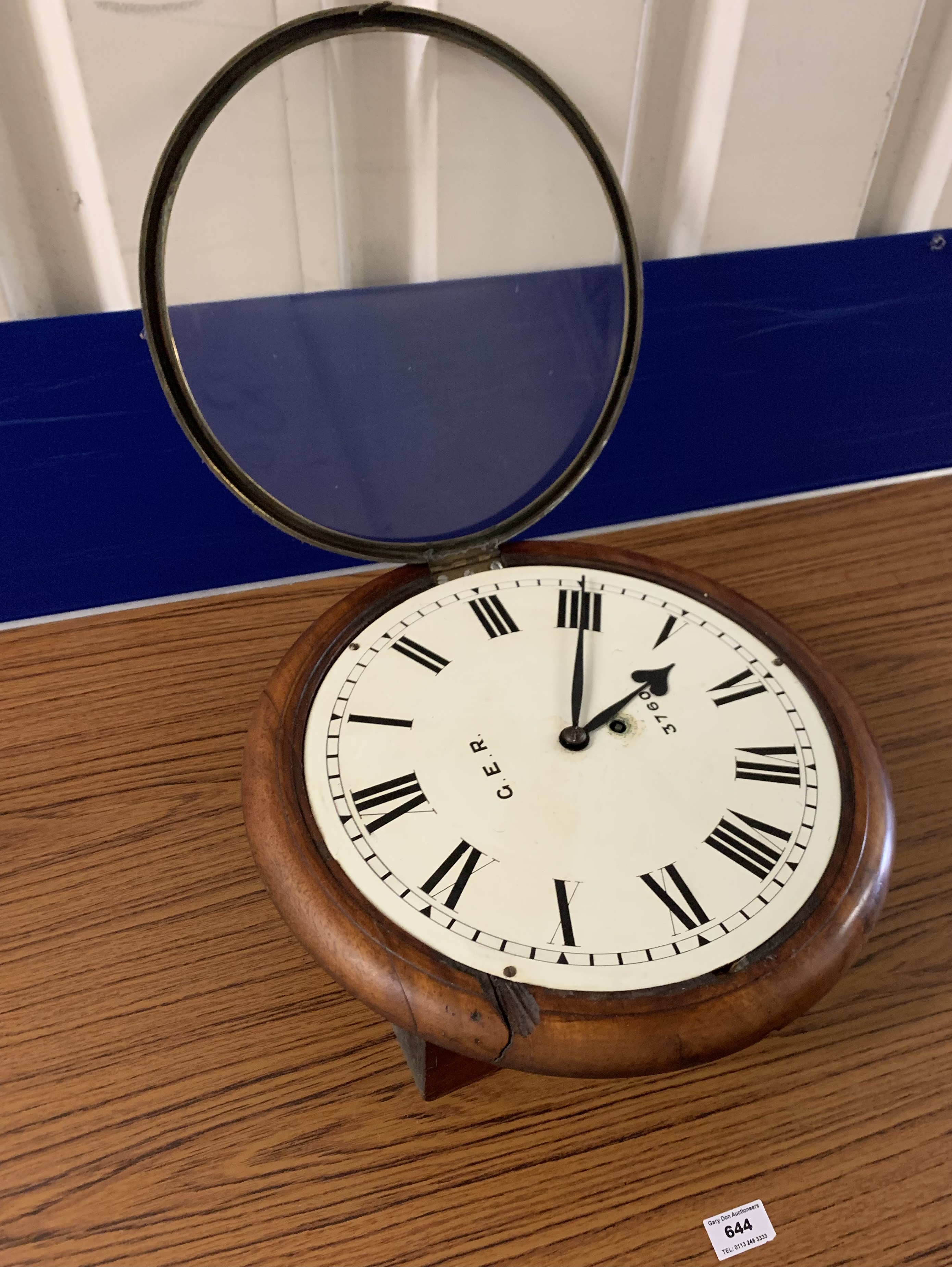 Round G.E.R. 3760 school/station clock with pendulum, 15”diameter - Image 6 of 8