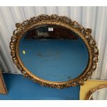 Round gilt framed mirror, 30” diameter