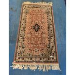 Super Keshan handmade pink rug, 68” x 33”