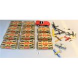 11 boxed Merit Racing Car Assembly Kits, metal Ferrari car, and loose plastic airplanes