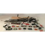 Quantity of assorted 00 gauge wagons, crane, track, part built Hornby engine and train model