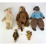 5 soft toys – wind-up teddy, dog, monkey, small monkey and small teddy