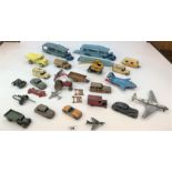 25+ loose Dinky vehicles, airplanes, artillery etc.