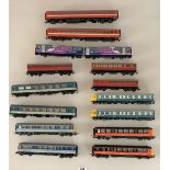14 assorted loose metal railway engines & carriages inc. Hornby, Mainline and Lima