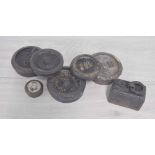 Selection of assorted kitchen scale weights