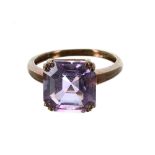 Amethyst 9ct single stone ring, 11.5mm, 3.3gm, ring size O