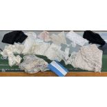 Selection of 19th century and later lace items including shawls, scarves etc.