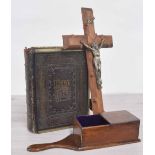 19th century Browns illustrated family bible, brass mounted, 13.25" x 10.5"; together with a