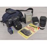 Canon EOS600 SLR camera, with 28-70mm lens, user guide and carry case; also a Nikon Speedlight SB-