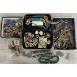 Assorted costume jewellery, primarily earrings and brooches