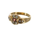 Attractive 9ct garnet and stone set cluster ring, 10mm, 2.8gm, ring size N