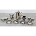 Royal Worcester fireproof lustre glaze coffee set, comprising coffee pot, 7" high, cream jug, four