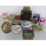 Selection of vintage biscuit and confectionary tins