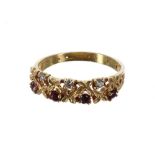 9ct diamond and garnet band ring, 6mm, 1.8gm, ring size M/N