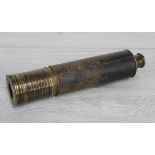 19th century three drawer telescope by Barton, bound in leather, stamped 'Barton Strand London',