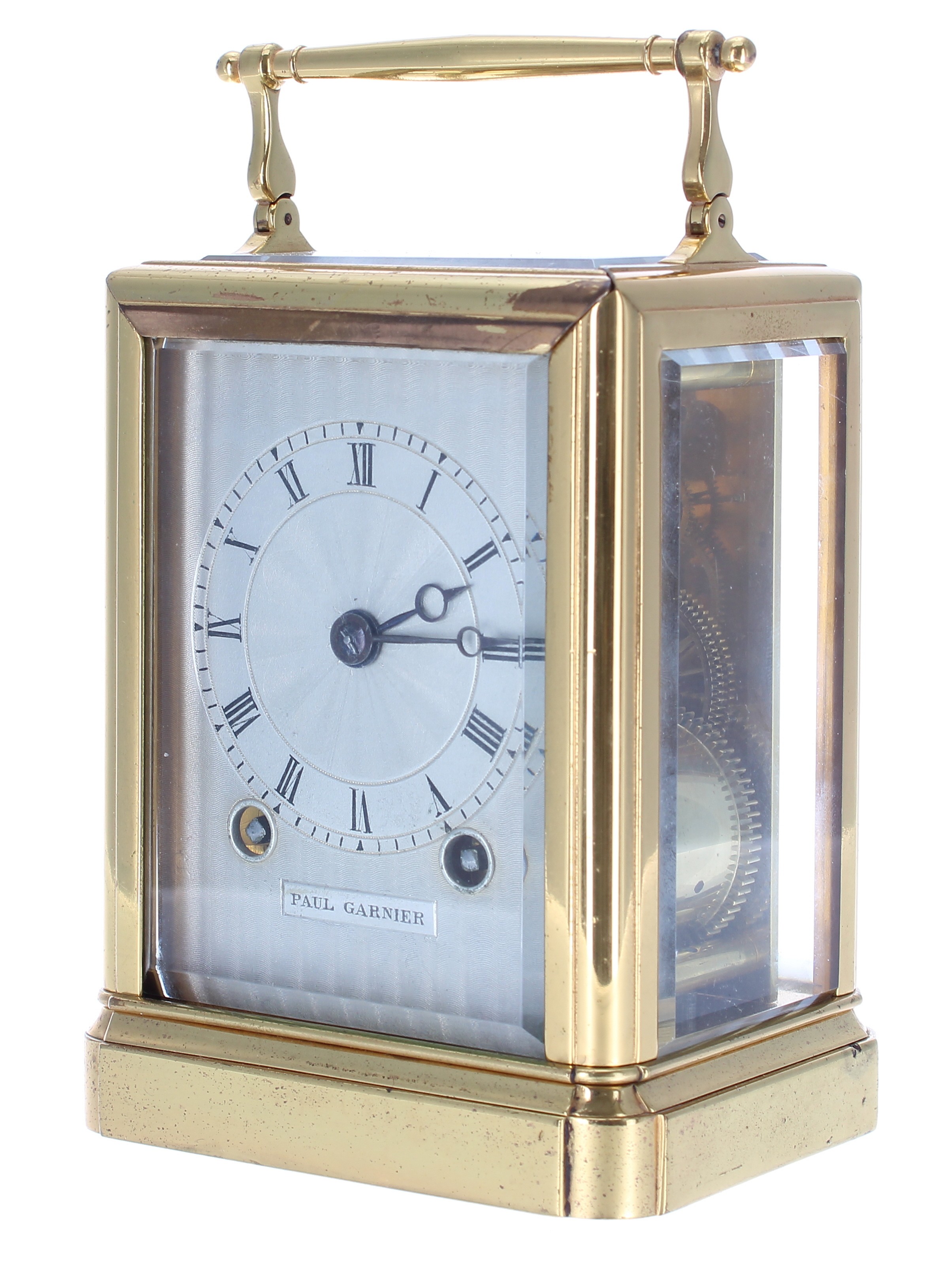 Good small Paul Garnier carriage clock striking the hours and half hours on a bell, the movement - Image 2 of 3