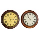 Mahogany single fusee 14" wall dial clock signed Henry Lee, Bolton, within a turned surround; also a