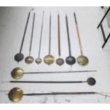 Ten various longcase clock pendulums with flat metal rods (10)