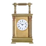Mappin & Webb small carriage clock timepiece, the 1.5" white enamel dial signed Mappin & Webb Ltd,