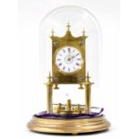 Good Harder Jahresuhrenfabrik brass torsion clock circa 1883, stamped 1984 R on the back plate,