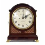 English mahogany double fusee verge bracket clock, the 8" cream dial and movement back plate both