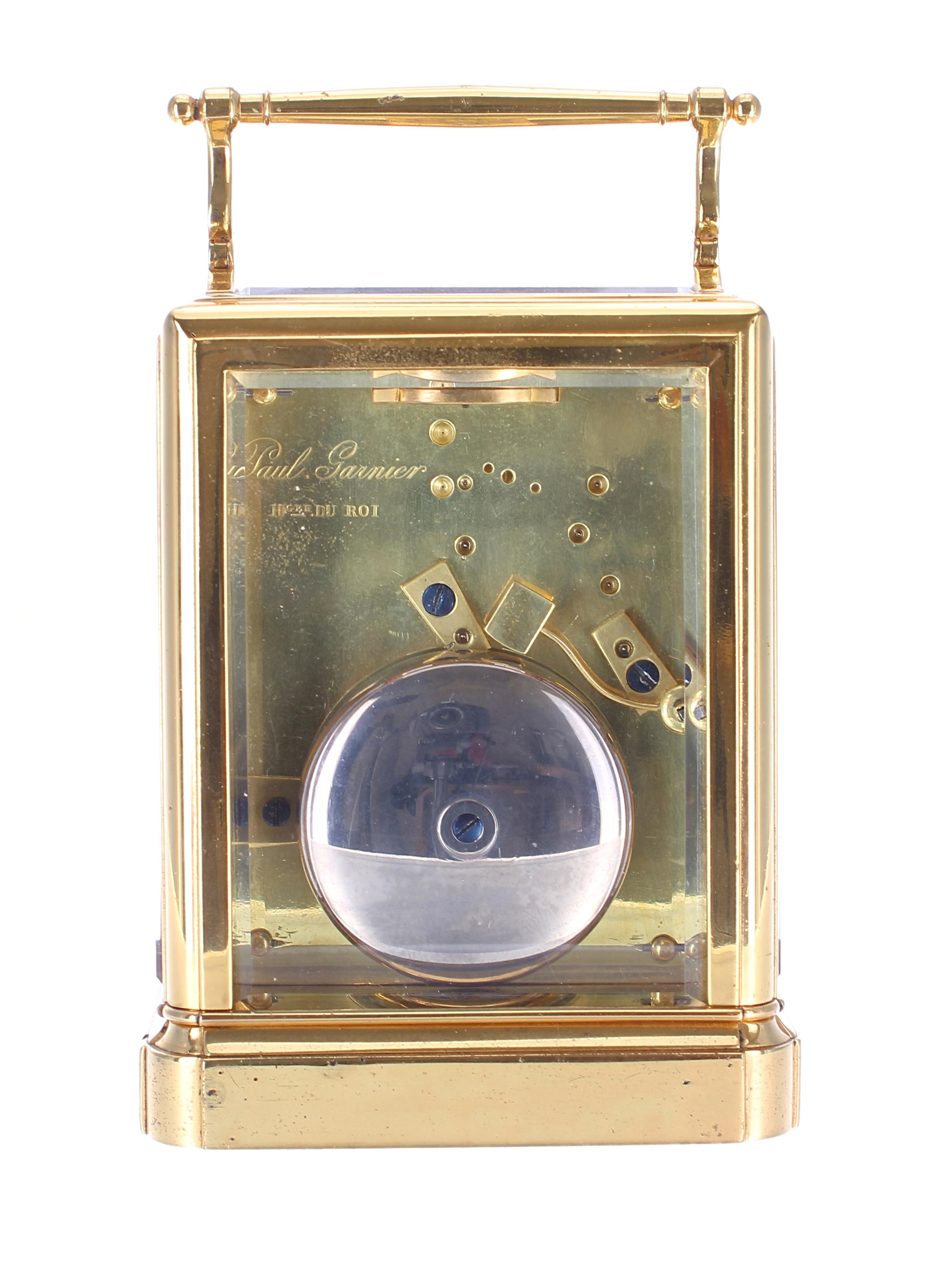 Good small Paul Garnier carriage clock striking the hours and half hours on a bell, the movement - Image 3 of 3