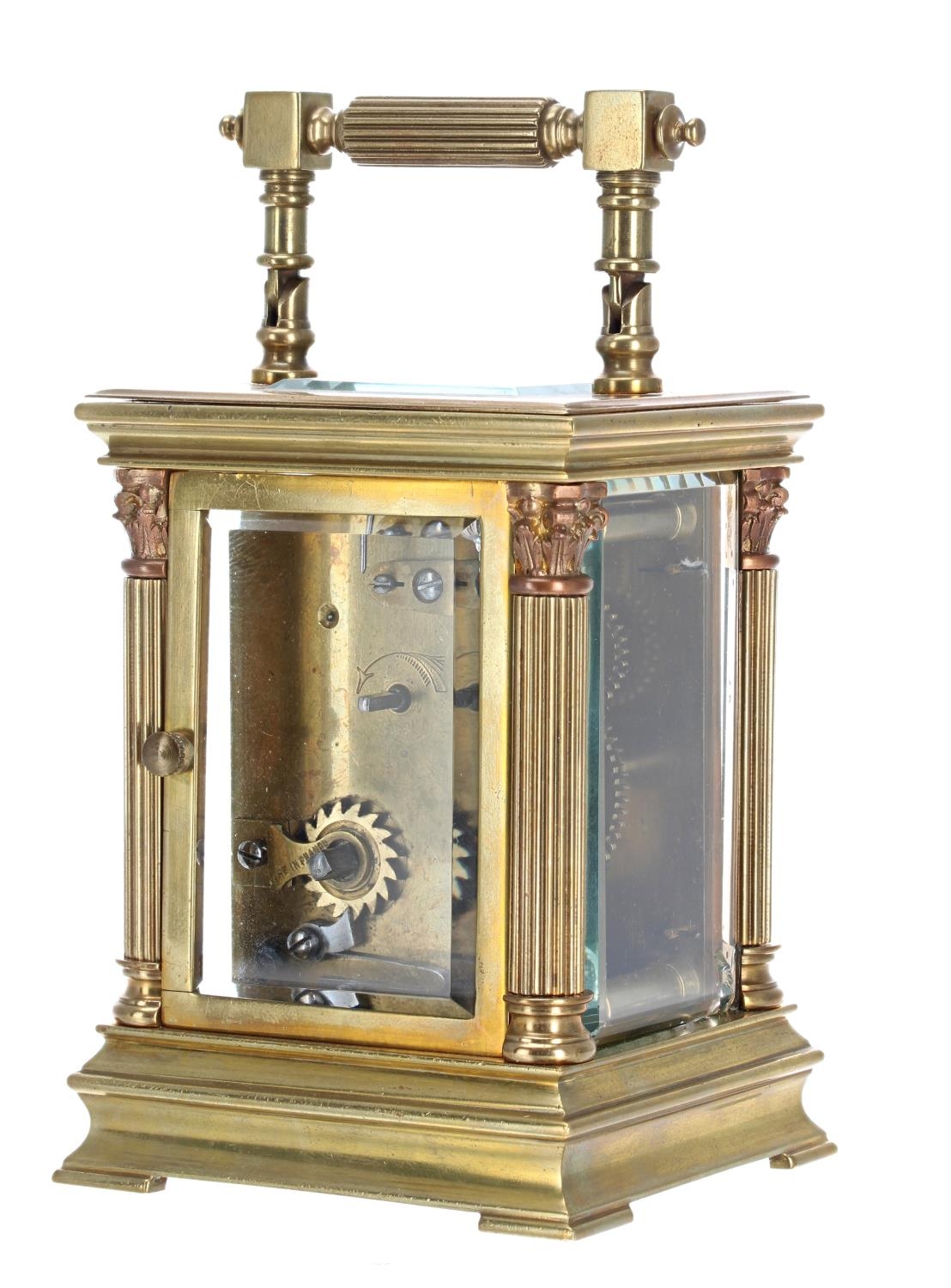 Mappin & Webb small carriage clock timepiece, the 1.5" white enamel dial signed Mappin & Webb Ltd, - Image 5 of 6