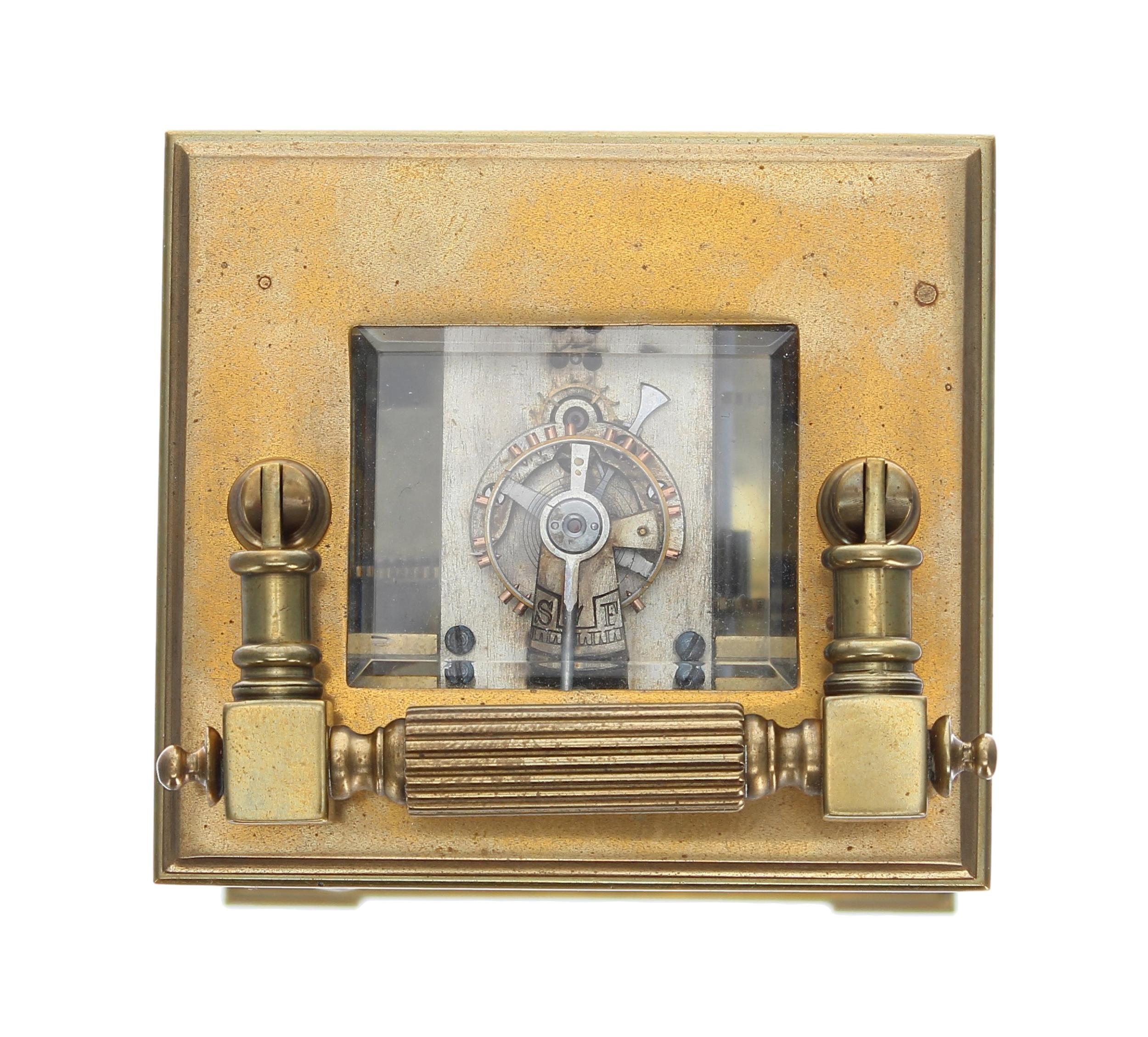 Mappin & Webb small carriage clock timepiece, the 1.5" white enamel dial signed Mappin & Webb Ltd, - Image 6 of 6