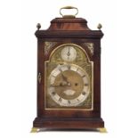 English mahogany double fusee bracket clock, the 7" brass arched dial signed Jno Green, London, on a