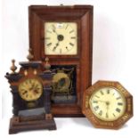 Jerome & Co American ogee two train wall clock, within a rosewood case, 30" high (two weights); also