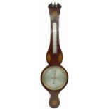 Good early mahogany wheel barometer/thermometer, the principal 8" silvered dial signed J.M.